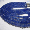 593 Ctw - Wholesale 4 Strand Neckless 18 Inches Long - Natural Blue Genuine - TANZANITE - Smooth Polished Rondell Beads huge size 5 - 8 mm approx